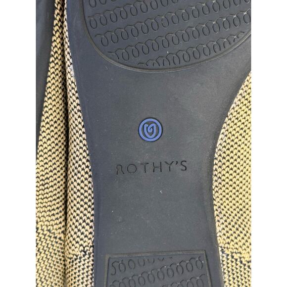 Rothy's Point Gold Herringbone Black Toe Women's Shoes Flats Loafers Retired W10 - Picture 8 of 8
